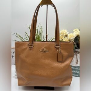 COACH Lexy Pebble Leather Shoulder Bag in Saddle Brown